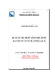 Luận văn Thạc sĩ Quản lý kinh tế: Quản lý chi ngân sách nhà nước trên địa bàn huyện Chư Pưh, tỉnh Gia Lai