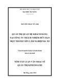 Tóm tắt luận văn Thạc sĩ Quản trị kinh doanh: Quản trị quan hệ khách hàng tại Công ty trách nhiệm hữu hạn một thành viên lâm nghiệp Ba Tơ