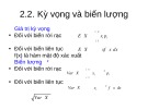 Bài giảng Quy hoạch thực nghiệm và tối ưu hóa: Kỳ vọng và biến lượng
