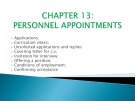 Lecture Commercial correspondence - Chapter 13: Personnel appointments