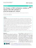 Do changes in DNA methylation mediate or interact with SNP variation? A pharmacoepigenetic analysis