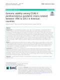 Genomic stability among O3:K6 V. parahaemolyticus pandemic strains isolated between 1996 to 2012 in American countries