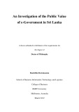 Doctoral thesis of Philosophy: An investigation of the public value of e-government in Sri Lanka