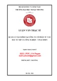 Luận văn Thạc sĩ Quản lý kinh tế: Quản lý tài chính tại Công ty cổ phần tư vấn Đầu tư mỏ và Công nghiệp - Vinacomin