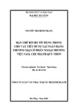 Tóm tắt luận văn Thạc sĩ Quản trị kinh doanh: Hạn chế rủi ro tín dụng trong cho vay tiêu dùng tại Ngân hàng thương mại cổ phần Ngoại thương Việt Nam, chi nhánh Quy Nhơn