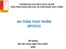 Bài giảng An toàn thực phẩm: Chương 1 - Mở đầu