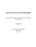 Master's thesis of Design: Exploring the value of design management