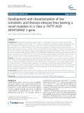 Development and characterization of low α-linolenic acid Brassica oleracea lines bearing a novel mutation in a ‘class a’ FATTY ACID DESATURASE 3 gene
