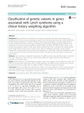 Classification of genetic variants in genes associated with Lynch syndrome using a clinical history weighting algorithm