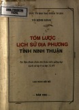 Lịch sử địa phương tỉnh Ninh Thuận - Tài liệu tóm lược