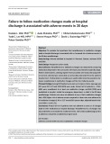Failure to follow medication changes made at hospital discharge is associated with adverse events in 30 days