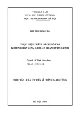 Tóm tắt Luận án Tiến sĩ Chính sách công: Thực hiện chính sách hỗ trợ khởi nghiệp sáng tạo của thành phố Hà Nội