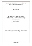 Tóm tắt Luận án Tiến sĩ Quản lý công: Quản lý nhà nước về thú y trên địa bàn thành phố Hà Nội