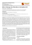 Effect of storage life of rice bran on the quality of oil