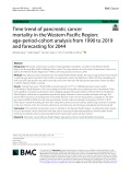 Time trend of pancreatic cancer mortality in the Western Pacifc Region: Age-period-cohort analysis from 1990 to 2019 and forecasting for 2044