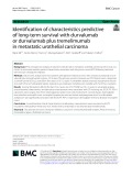 Identification of characteristics predictive of long-term survival with durvalumab or durvalumab plus tremelimumab in metastatic urothelial carcinoma