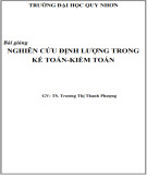 Bài giảng Nghiên cứu định lượng trong Kế toán-Kiểm toán: Phần 2 - TS. Trương Thị Thanh Phượng