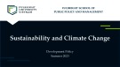 Lecture Development policy: Sustainability and climate change