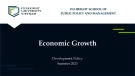 Lecture Development policy: Economic growth