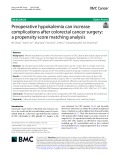 Preoperative hypokalemia can increase complications after colorectal cancer surgery: A propensity score matching analysis