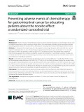Preventing adverse events of chemotherapy for gastrointestinal cancer by educating patients about the nocebo effect: A randomized-controlled trial