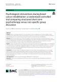 Psychological interventions during breast cancer rehabilitation: A randomized controlled trial comparing structured short-term psychotherapy versus non-specific group discussion