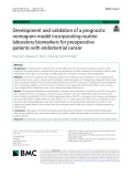 Development and validation of a prognostic nomogram model incorporating routine laboratory biomarkers for preoperative patients with endometrial cancer