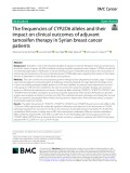 The frequencies of CYP2D6 alleles and their impact on clinical outcomes of adjuvant tamoxifen therapy in Syrian breast cancer patients