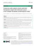 Proteome-wide analysis reveals potential therapeutic targets for Colorectal cancer: A two-sample mendelian randomization study