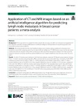 Application of CT and MRI images based on an artificial intelligence algorithm for predicting lymph node metastasis in breast cancer patients: A meta-analysis