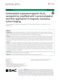 Carboxylated superparamagnetic Fe3O4 nanoparticles modified with 3-amino propanol and their application in magnetic resonance tumor imaging