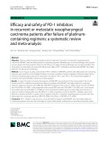 Efficacy and safety of PD-1 inhibitors in recurrent or metastatic nasopharyngeal carcinoma patients after failure of platinumcontaining regimens: A systematic review and meta-analysis