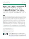 Impact of posttransplant cyclophosphamide on the outcome of patients undergoing unrelated single-unit umbilical cord blood transplantation for pediatric acute leukemia