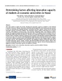 Determining factors affecting innovation capacity of students at economic universities in Hanoi