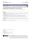 Thyrotoxicosis as a rare presentation in acute suppurative thyroiditis: A case report