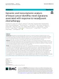 Genomic and transcriptomic analysis of breast cancer identifies novel signatures associated with response to neoadjuvant chemotherapy