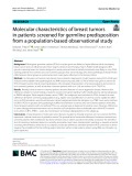 Molecular characteristics of breast tumors in patients screened for germline predisposition from a population-based observational study