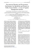 Procurement planning and procurement performance for operations and projects in public sector entities - A case of Uganda management institute