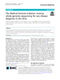 The Medical Genome Initiative: Moving whole-genome sequencing for rare disease diagnosis to the clinic