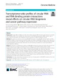 Transcriptome-wide profiles of circular RNA and RNA-binding protein interactions reveal effects on circular RNA biogenesis and cancer pathway expression
