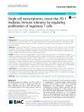 Single-cell transcriptomics reveal that PD-1 mediates immune tolerance by regulating proliferation of regulatory T cells