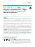 Actionability of commercial laboratory sequencing panels for newborn screening and the importance of transparency for parental decision-making