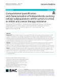 Computational quantification and characterization of independently evolving cellular subpopulations within tumors is critical to inhibit anti-cancer therapy resistance