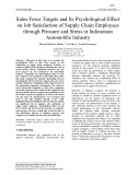 Sales force targets and its psychological effect on job satisfaction of supply chain employees through pressure and stress in Indonesian automobile industry