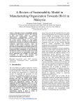 A review of sustainability model in manufacturing organization towards IR4.0 in Malaysia