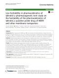 Low heritability in pharmacokinetics of talinolol: A pharmacogenetic twin study on the heritability of the pharmacokinetics of talinolol, a putative probe drug of MDR1 and other membrane transporters