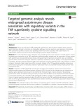 Targeted genomic analysis reveals widespread autoimmune disease association with regulatory variants in the TNF superfamily cytokine signalling network