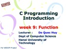 Lecture C Programming introduction: Week 9 - Function