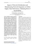 Impact of network globalization and manufacturing network integration on global supply chain performance: Mediating role of sustainability