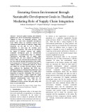 Ensuring green environment through sustainable development goals in Thailand: Mediating role of supply chain integration